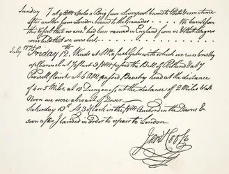 The handwriting of James Cook, July 1771