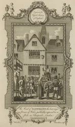 The head of Llewellyn, the last reigning Prince of Wales, publicly exposed on a pole in Cheapside, London