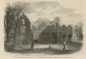 The late fire at Campden House: view of the garden front showing the remains of the theatre