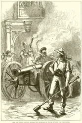 The mob firing Cannon before the Court-House where McLeod was imprisoned