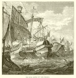 The naval battle off Cape Pelorus