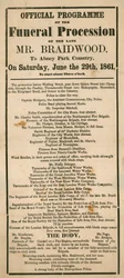 The official programme of the funeral procession of the late Mr Braidwood, Superintendent of the London Fire Brigade