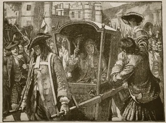 The people of Edinburgh escorting the Duke of Hamilton to Holyrood Palace, illustration from Cassell