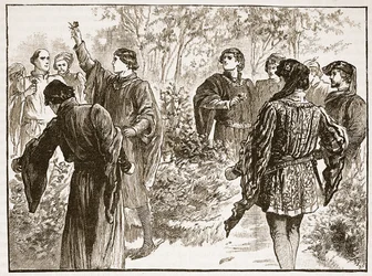 The quarrel in the Temple Gardens (Illustration from Cassell