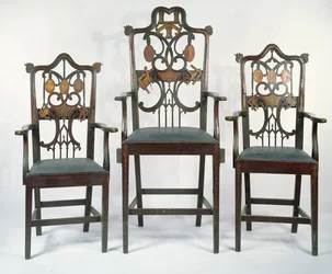 Three Georgian Masonic Chairs, c. 1790