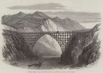 Timber Bridge over the River Wai-Au-Ua, Province of Nelson, New Zealand