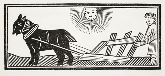 Tis a Plough which breaks up the bowels of the Earth for the sowing of Corn (illustration)