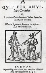 Title page for A Quip for an Upstart Courtier by Robert Greene, 1592