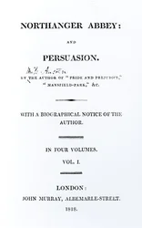 Title page to Northanger Abbey and Persuasion by Jane Austen, first edition, 1818