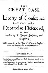 Title Page to The Great Case of Liberty of Conscience by William Penn, Published in 1670