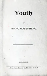 Title page to Youth, a collection of poems by Isaac Rosenberg, first edition 1915