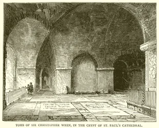 Tomb of Sir Christopher Wren, in the Crypt of St. Paul