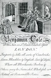 Trade Card, Benjamin Cole, London tradesman