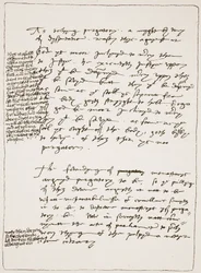 Treatise by Latimer in his own handwriting, contesting the Doctrine of Transubstantiation, with marginal notes in Henry VIII