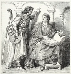 Troubadour and Barbe, illustration from The History of Protestantism by James Aitken Wylie, 1878