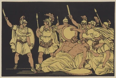 Turnus over the bodies of Almo and Galaesus