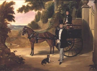 Two Gentlemen with Their Trap in a Wooded Landscape