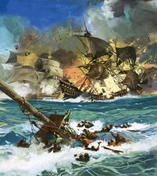 Unidentified Sailing Ship Exploding