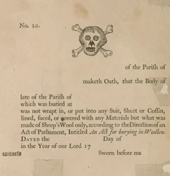 Unused form for witnessing the burial of a body in sheep
