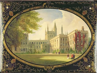 Victorian Blotter Decorated with a Scene of the Garden Quad of New College, Oxford
