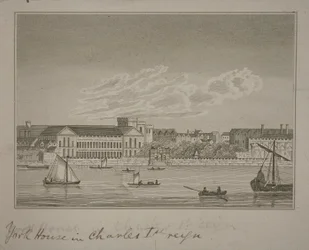 View north across the River Thames, looking towards York House and York Buildings