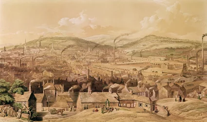 View of Industrial Sheffield from the South East by William Ibbit, 1854