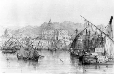 View of Malaga, from Spanish Scenery by George Vivian, published 1838