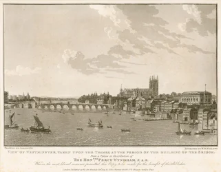View of Westminster, at the Period of the Building of the Bridge