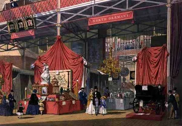 View of the Klier and Sons Musical Instruments Stand, in the North German Section of the Great Exhibition of 1851, from Dickinson