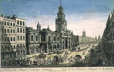 View of the Royal Exchange, London, engraved by Pierre Moithey