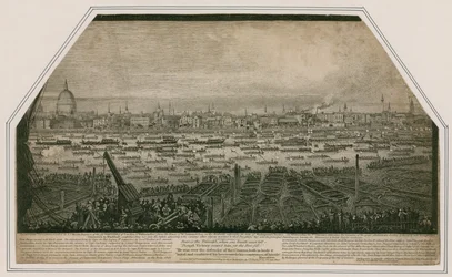 View of the funeral procession of the Admiral Lord Nelson as he was brought from Greenwich to Whitehall