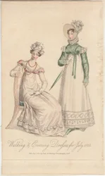 Walking and evening dresses for July 1818