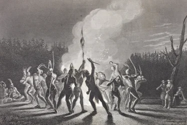 Washington and Fairfax at an Indian war dance, 1748, from 