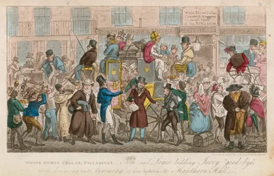 White Horse Cellar, Piccadilly, London; Tom and Logic bidding Jerry goodbye