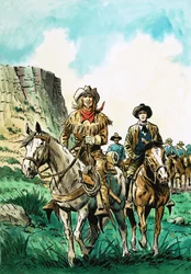 William Cody leads a column of American cavalrymen