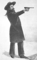 William F. Cody (Buffalo Bill) with his new gun