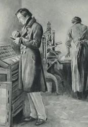 William Lloyd Garrison Sets Up the Type for His Paper