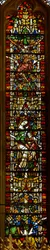 Window 1 depicting the Virgin Mary on the Tree of Jesse and the Crucifixion