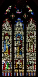 Window Ew depicting St John the Baptist, St Anne and the Virgin Mary with St Christopher