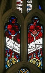 Window depicting angels on wheels with antiphons