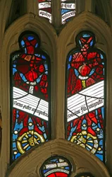 Window depicting angels on wheels with antiphons