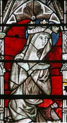 Window depicting the Virgin Mary from a Coronation of the Virgin scene