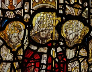 Window depicting St Martin enthroned as a bishop