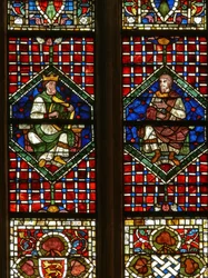 Window depicting a genealogical figure: David and Nathan
