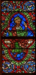 Window depicting a genealogical figure: Jonan