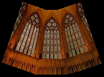 Window depicting a view of the Chapter House