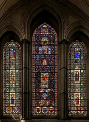 Window depicting the west window: recomposed with a number of medieval panels