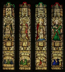 Window 2 depicting St John, St Gregory, St Leonard and St Andrew