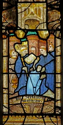 Window 5 depicting St Neot becomes a monk