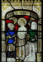 Window 6 depicting St George is tortured with iron rakes